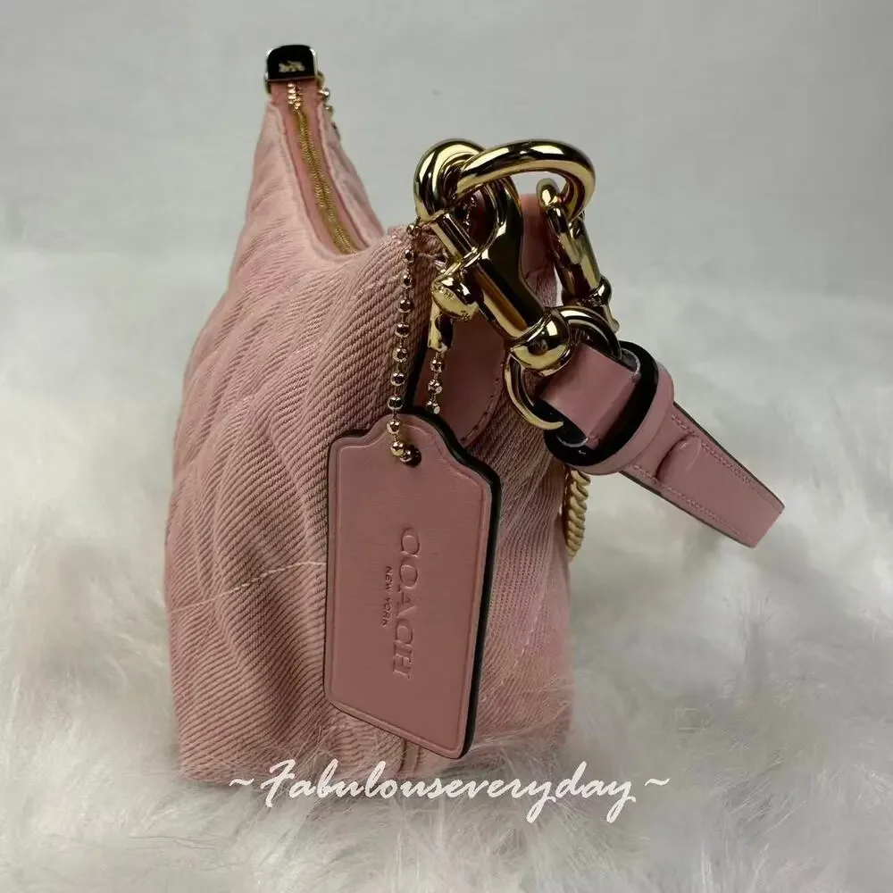Coach Quilted Pink Shoulder Bag with Chain Strap